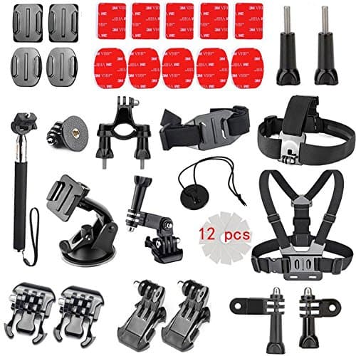 Greleaves Essential Action Camera Accessory Kit for Gopro Hero5 Black, GoPro Hero5 Session, Gopro Hero 6, Gopro Hero Session, Gopro Hero 4, Gopro Hero 3, AKASO EK7000, AKASO EK5000, APEMAN, Xiaomi Yi