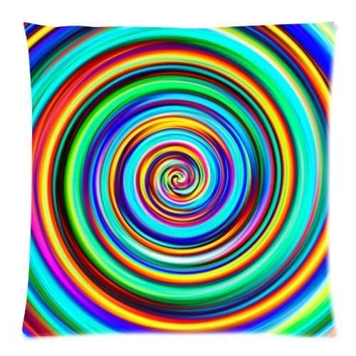 Square Throw Pillow Case Decorative Cushion Cover/Case Zippered Pillowcase With Colorful Psychedelic Trippy Swirl Art 18 X 18 Inch(Twin Sides)