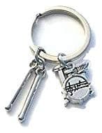 Silver KnightDrummer's Gift Drum Kit & Drum Sticks Keychain Keyring in a Gift Bag