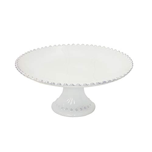 Costa Nova Pearl Collection Stoneware Ceramic Footed Plate 11", White