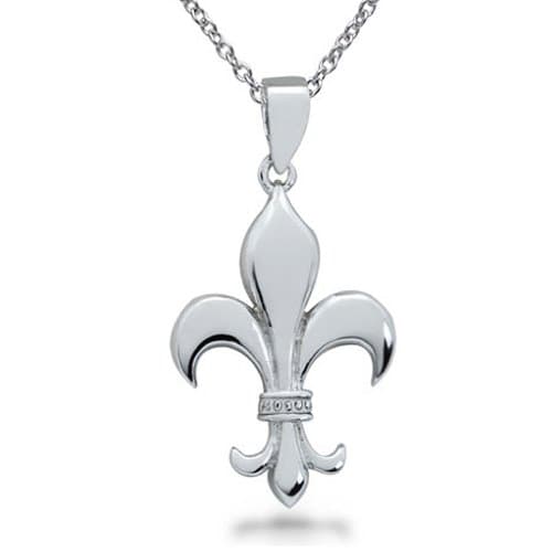Sterling Silver Fleur De Lis Necklace-18IN