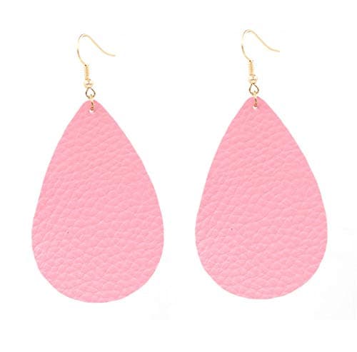 Big Statement Water Drop Earring Leaf geometric Teardrop Genuine Leather Earrings for Women