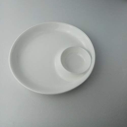 Ceramic mother disk round dumplings dish with vinegar dish separator master plate tableware 10/12 inch ceramic plate ceramic white 10 inch