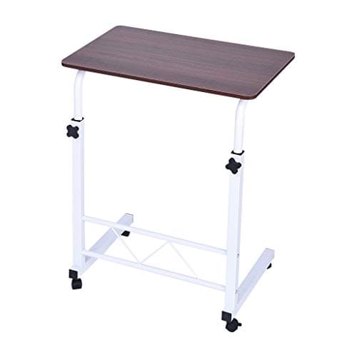 Mobile Computer Desk with Wheels, Blueseao Adjustable Mobile Desk Portable Laptop Table Computer Stand Desk Home Office Chair Can Be Lifted and Lowered Black MDF + Steel Frame