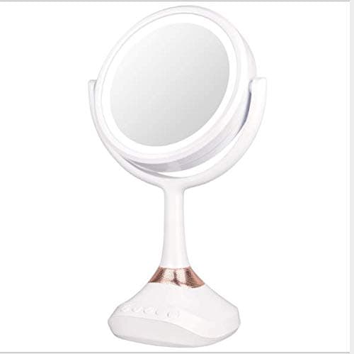 Lighted Makeup Mirror with Bluetooth Speaker, 3 in 1 Vanity Mirror with Lights and Magnification 1×5× Magnification, Bluetooth/MP3 Flash Drive Compatibility