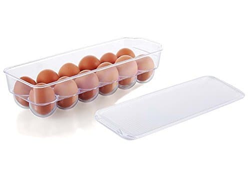 Egg Tray Holder with Lid- Refrigerator Storage Container, 12 Egg Tray (Clear)
