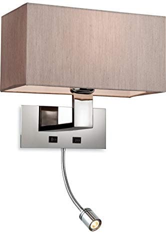 Firstlight Products Prince 2 Wall Switched Light, Steel, E14 (Small Edison Screw), Polished Stainless Steel with Oyster Shade