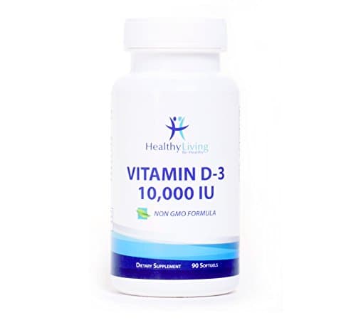 Vitamin D3 10,000 IU for Healthy Muscle Function, Bone Healthy, Joint & Immune Support,No- GMO, 3 Months Supply,High Potency Vitamin D Supplement. Made in USA
