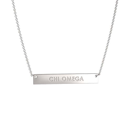 Sterling Silver Chi Omega Bar Necklace