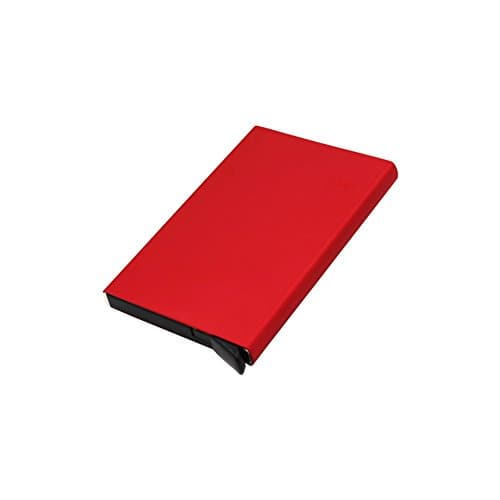ILYPRO Card Organiser RFID Blocking Automatic Pop-up Business &amp; Credit Card Case Holder Creative Aluminium Privacy Protection Storage box Red