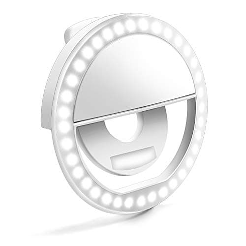 Selfie Ring Light, Enlody Dimmable Clip Ring Lighting - Rechargeable 36 LED Bulbs Light for iPhone, Android, Tablet, iPad, Laptop, Camera (White)
