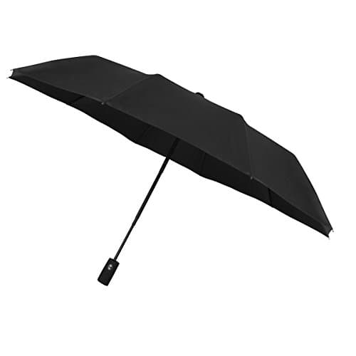 YING YING FS Auto Open &amp; Close Compact Waterproof Umbrellas Travel Windproof Umbrella 10 Rib For Rain (Black)