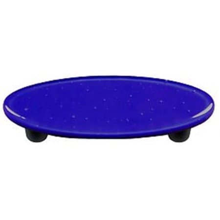 Hot Knobs HK1030-POB Deep Cobalt Blue Oval Glass Cabinet Pull - Black Post