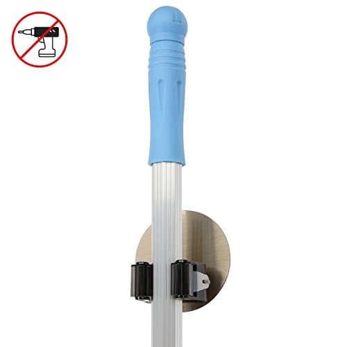 INFOS 3M Self Adhesive Wall Mounted Mop Hooks Broom Hanger Holder with Spring Clip Design Bath Mounted Home Tools