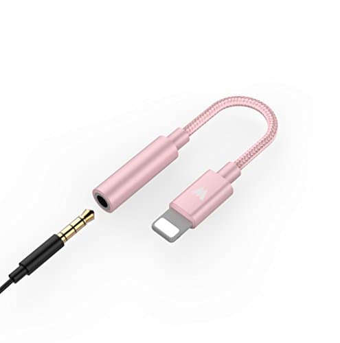 Lightning to 3.5mm Headphone Jack Adapter for iPhone 7 7 Plus, Ancent Lightning to 3.5mm Female Audio Earphone Connector (Rose)