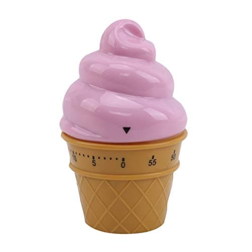 LoveAloe 1Pcs Cute Cooking Countdown Timer Ice Cream Mechanical Kitchen Timer Clock Kitchen Gadgets Tool,Pink