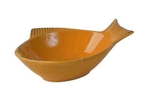 One for Pets 5.5-Inch Fish Shaped Cat Dish Pet Bowl, Small, Yellow