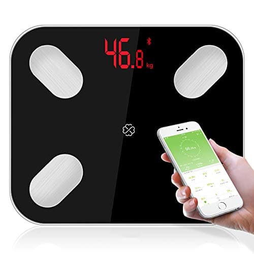 YHML Digital Weighing Bathroom Scale - Bluetooth Body Fat Scale Electronic Body Fat Health Weighing Scale LED Tempered Glass 180G (KG/LB/ST)