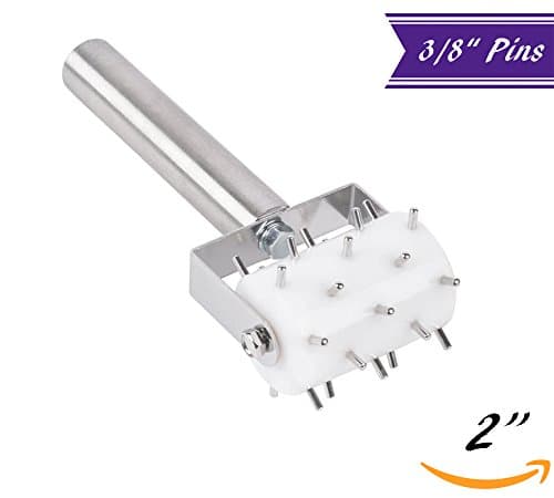 2" Wide Dough Docker with Stainless Steel Handle - 3/8" Stainless Steel Pins, Rolling Docker
