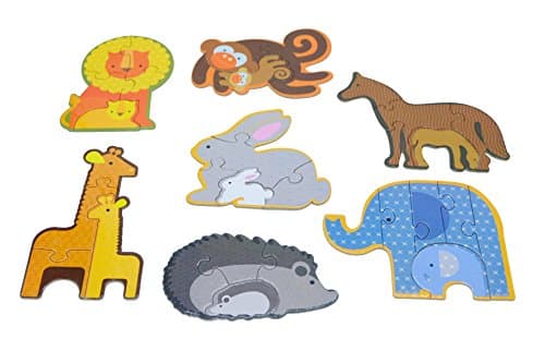 Puzzle 7-In-1 Set - 7 Different Animal Educational Knob Puzzles For Boy &amp; Girl Toddlers - Lion, Rabbit, Elephant, Monkey... Made In Vietnam