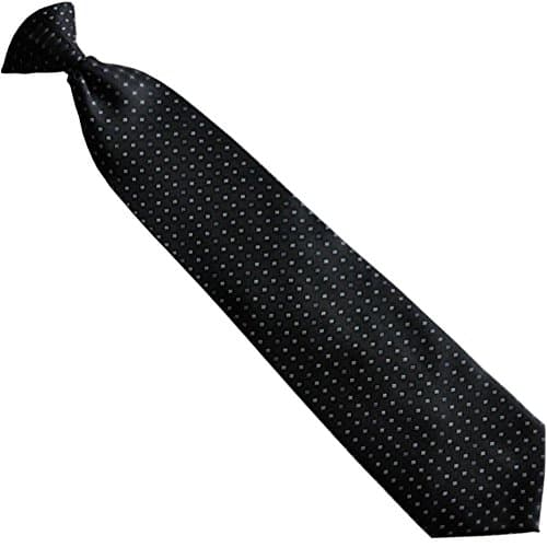 Men's Woven Black with White Diamonds Pattern Clip-On Necktie