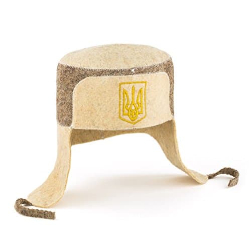 Eden Ukraine Wool Sauna Hat Embroidered "Ushanka Trident"