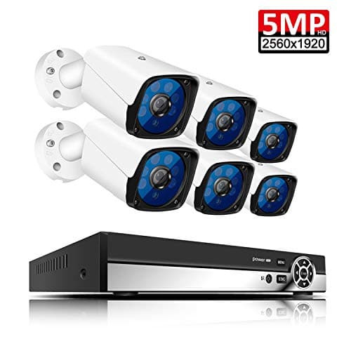 6Pcs 5MP AHD Wireless CCTV Camera System 8CH 1080P NVR Recorder 2TB Hard Drive Outdoor Wide Angle WiFi Security IP Camera with Night Vision