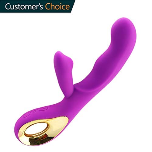 BoringBage USB-Rechargeable Thrusting Rabbit Body Msaage Toys,10 Speeds Rotating Versatility Wand for Couple (Purple)