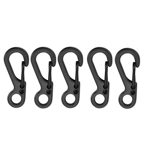 SWEETFUN 5 Pcs Mini SF Spring Backpack Clasps Climbing Carabiners EDC Keychain Camping Bottle Hooks Paracord Tactical Survival Gear