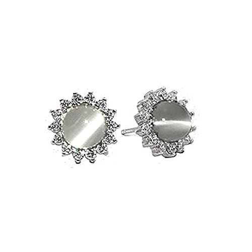 Moonstone Earrings, AAA CZ, 925 Solid Women's Sterling Silver Earrings, Stud Earrings
