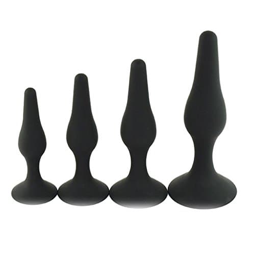 PP2WO 4 Pack/Size Silicone butt Plug Trainer Set Adult Toys for Men Women - Black