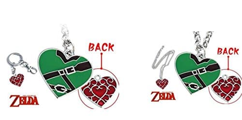 Zelda Red Heart Necklace and Keychain Bundle