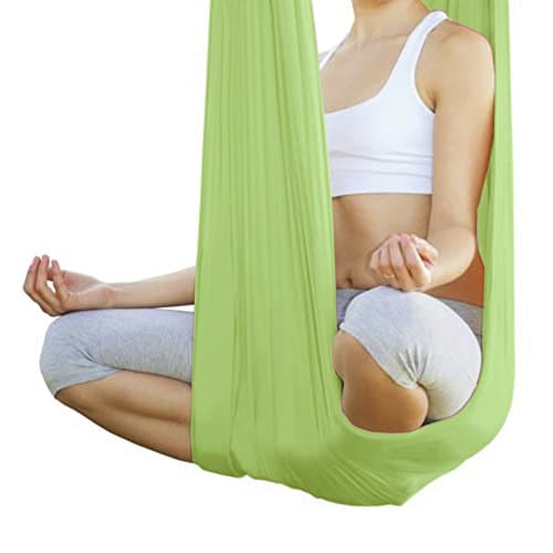 Yoga Swing/Sling/Inversion Tool,iGarden 5.5 Yard Elastic Anti-gravity Multifunctional Aerial Yoga Hammock Swing Belt (Apple Green) …