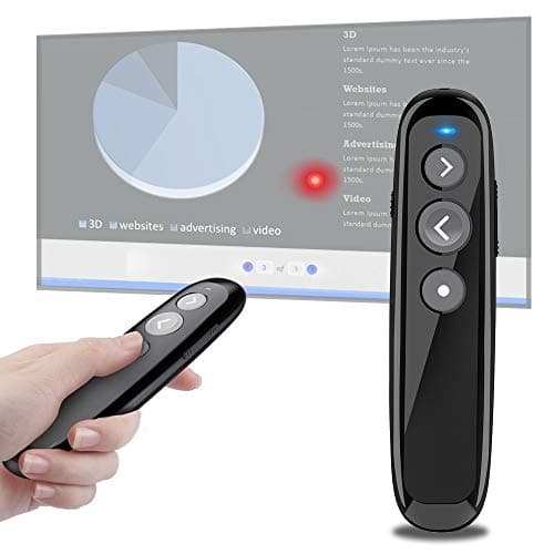 DinoFire Wireless Presenter Rechargeable Hyperlink Volume Control USB Presentation Powerpoint Clicker Remote Control Slide Advancer 2.4GHz