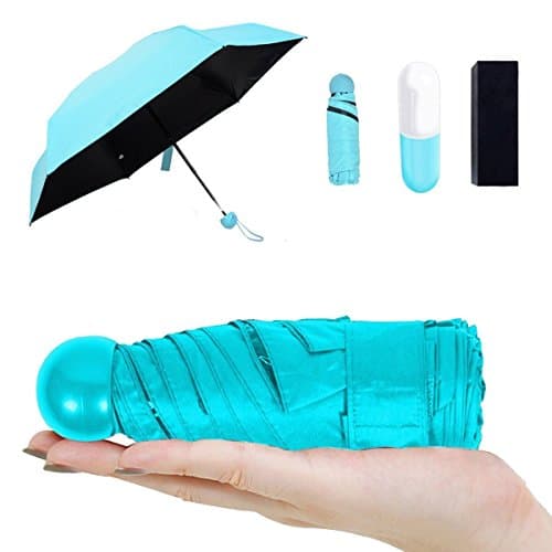 TT Studio Ultra Lights and Small Mini Folding Umbrella with Cute Capsule Case Waterproof Ultra Protective (95% UV Resistance)