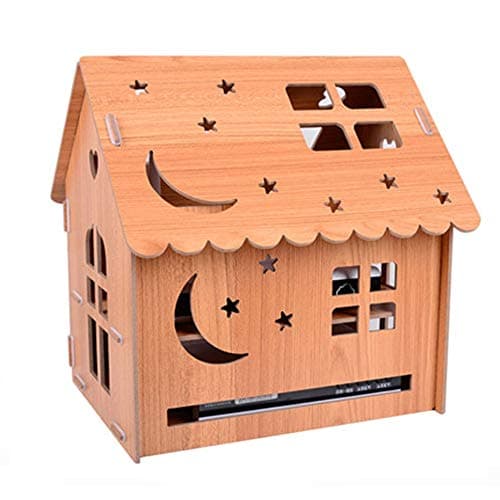 Wooden Set-top Box Rack Router Storage Box Desktop Decorative Box WiFi Light cat Outdoor Portable Rack (Color : Teak)