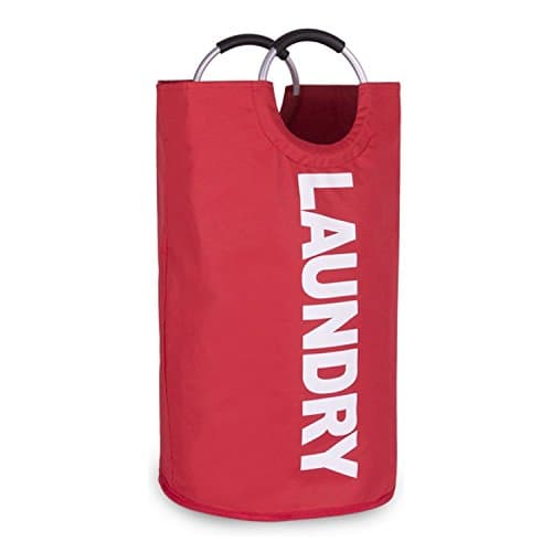 Samways Thicken Collapsible Laundry Hamper with Alloy Handles |Best Foldable Clothes Washing Bag for Home College Dorm |Cloth Storage Basket in Durable Waterproofing Polyester Canvas (Red)