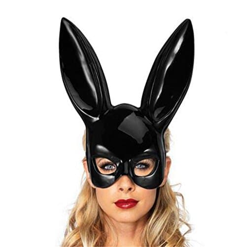 Big Promotion Easter Party Half Face Rabbit Mask Bunny Mask Masquerade Mask Costume for Nightclub Bar (Black)