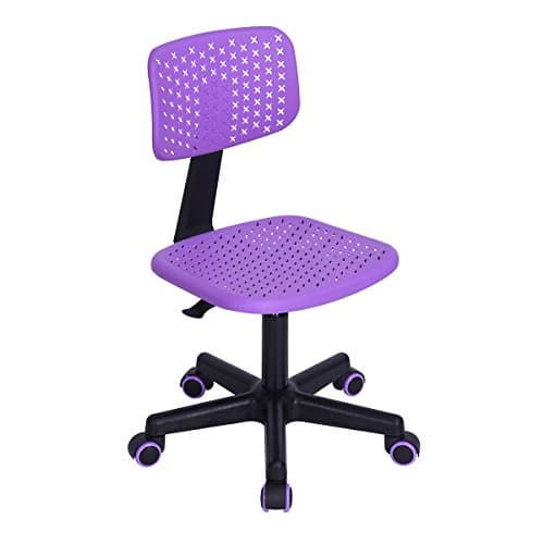 Colorful Height Adjustable Office Chair ,ELERANBE Molded Mid Back Support Armless Modern Plastic Swivel Task Desk Chair, Purple