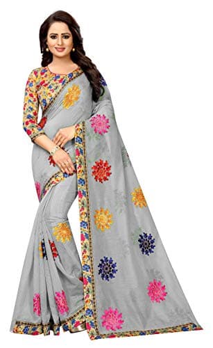 Women's Solid Cotton Saree & Blouse Piece With Small Lace