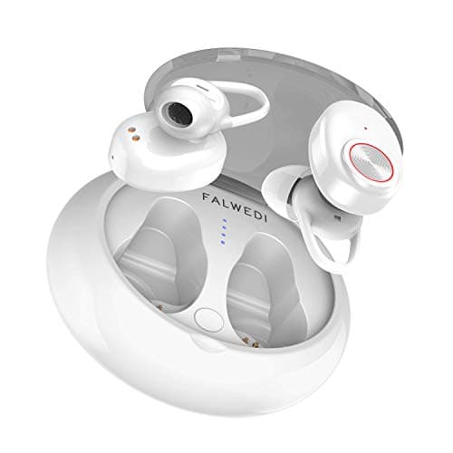 Wireless Earbuds, Falwedi True Wireless Earbuds, Mini Bluetooth Earbuds with Charging Case, Stereo Bass TWS Bluetooth Headset Microphone Cell Phone, Wireless Bluetooth Headphones (White)