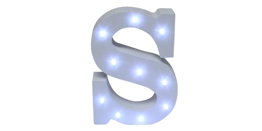 Royal Brands Decorative DIY LED Letter Light Sign - Light Up Wooden Alphabet Letter Battery Operated Party Wedding Marquee Décor - White (S)