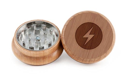 GRINDCANDY Spice And Herb Grinder - Laser Etched Lightning Bolt Design - Manual Oak Pepper Grinder