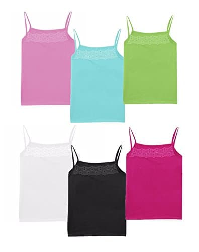 Alimpia Womens Basic Stretch Soft Cotton Tank Top Camisole Cami Cotton Spaghetti Straps One Size Fits All 6 Colors Set of 6 pcs