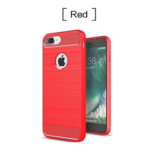iPhone 7 Plus Slim Case Armor Anti-shock Carbon Fiber Texture Brushed Soft (Red)