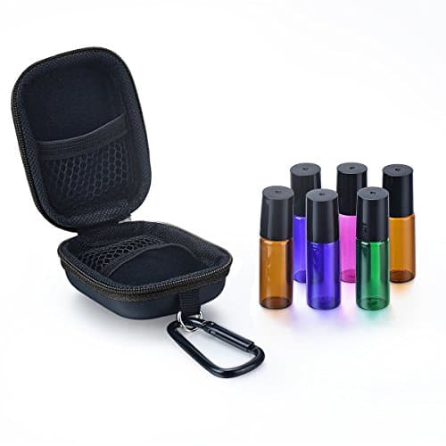 Essential Oil Carry Case Bundle Include 10 Piece Roll-On Bottle 10ML Oil Key Tool Included (5ML Black)