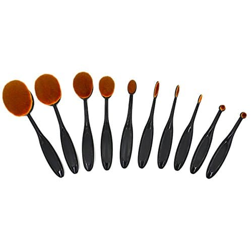 Makeup Brushes, Ranphykx 10pcs Oval Makeup Brush Set Professional Toothbrush Set for Powders, Concealer, Contours, Foundation, Eyeshadow and Eyeliner