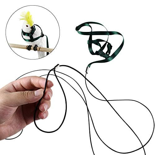 ASOCEA Adjustable Parrot Bird Harness Leash Anti-Bite Flying Training Rope Pet Outdoor Traction Fit Budgerigar Lovebird Cockatiel Mynah Small Bird