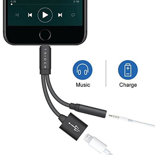 Lightning Splitter adapter for Apple iPhone 7 / 7 Plus iPhone 8 / 8 Plus 2-in-1 Audio Headphone Aux Cable and Charge Dual 3.5mm Jack &amp; Charging (Compatible with iOS 11)