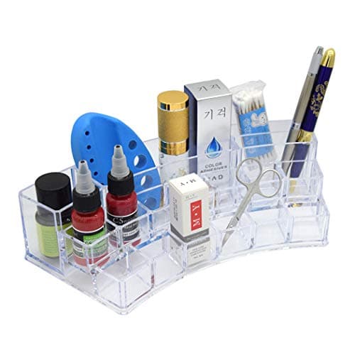 Transparent Microblading Supply Storage Organizer for Pigment,Microblading Pen,Lipsticks, Lip Gloss and Mascara, Makeup Display Stand, Cosmetic Storage